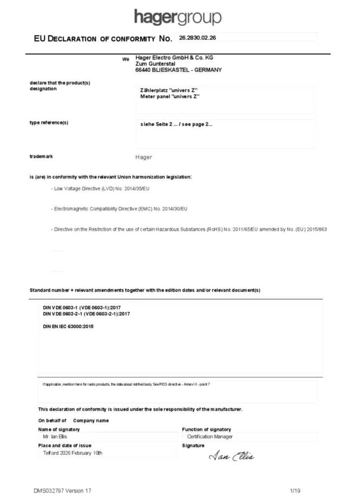 Bild Konformitätserklärung en-GB 2026-02-17 | Hager Deutschland