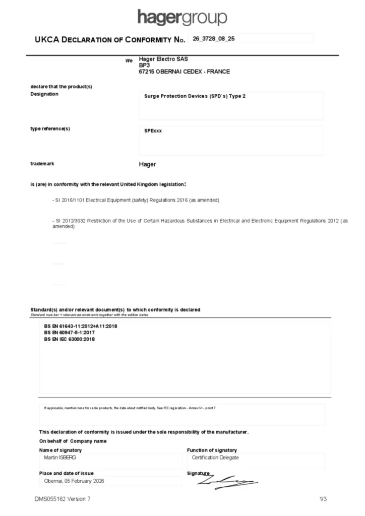 Bild Konformitätserklärung en-GB 2026-02-05 | Hager Deutschland