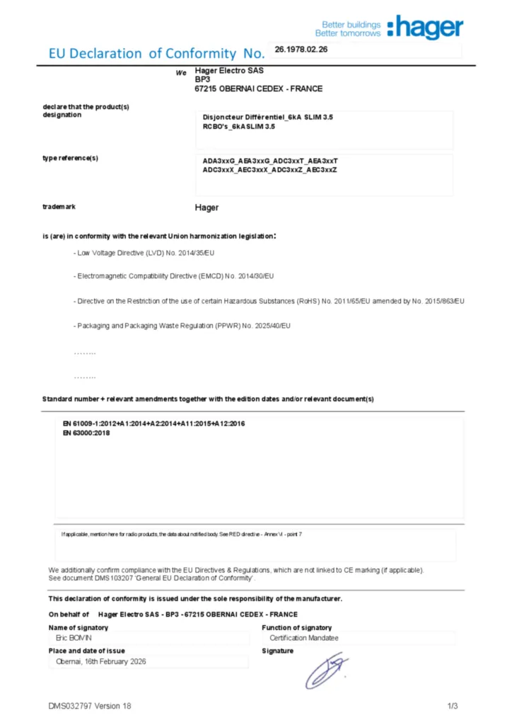 Image EU Declaration of Conformity​  | Hager