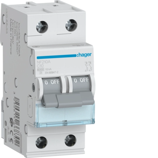 NF210A - MCB 2P 6/10kA C-10A 2M