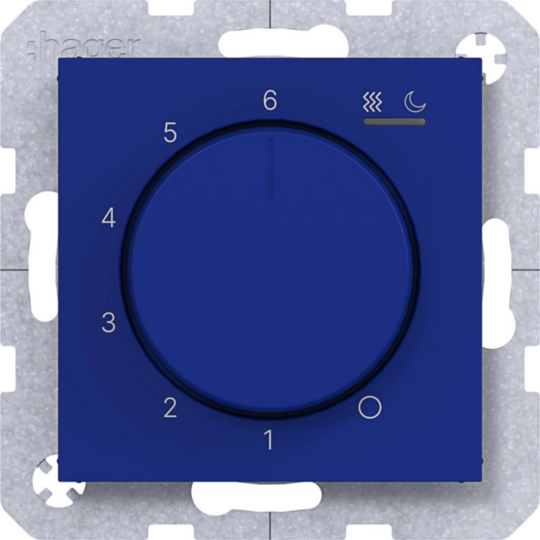 WAN5011C14 - Temp.regler 230V/15W, Dreh-/Druckknopf, Heizen/Kühlen, A.x/C.x, cobalt, matt