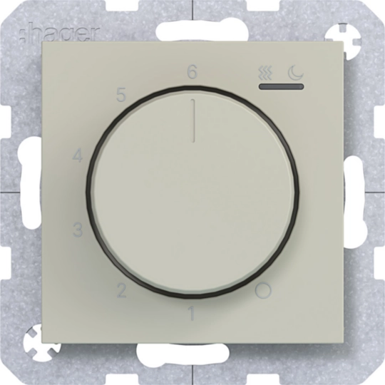 WAN5011C15 - Temp.regler 230V/15W, Dreh-/Druckknopf, Heizen/Kühlen, A.x/C.x, pebble, matt
