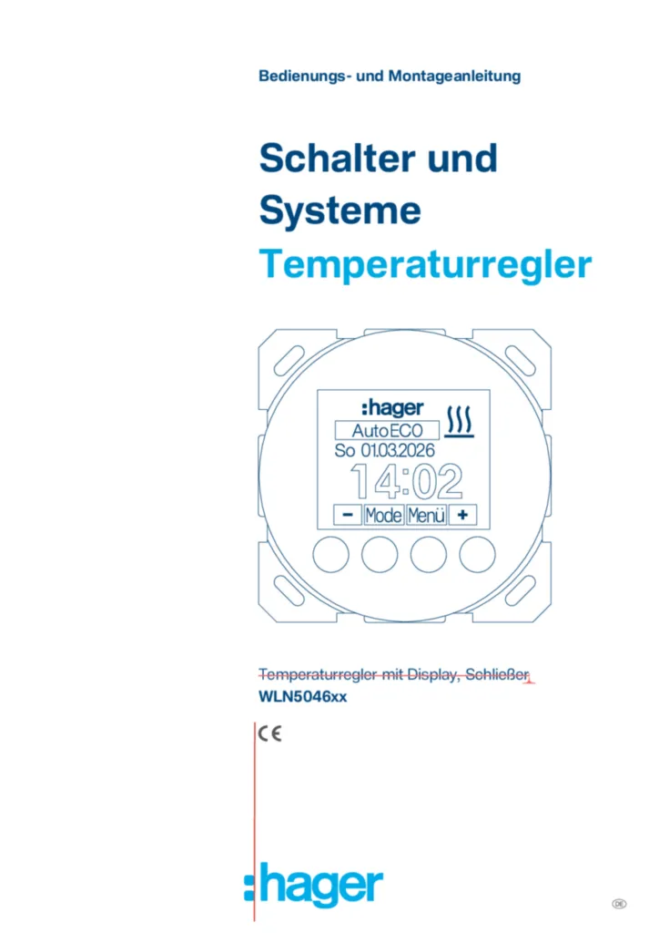 Bild 6LE090706A_WLN5046xx_Temperaturregler mit Display, Schließer_booklet_de_2026-01 | Hager Deutschland