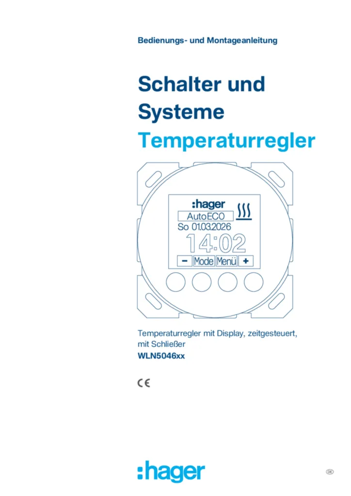 Bild 6LE090706A_WLN5046xx_Temperaturregler mit Display, Schließer_booklet_de_2026-01 | Hager Deutschland