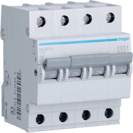 MU425A - MCB 4P 6kA C-25A 4M