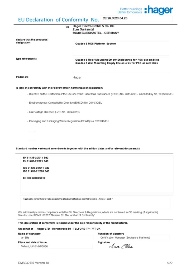 Εικόνα Declaration of conformity en-GB 2026-04-01 | Hager