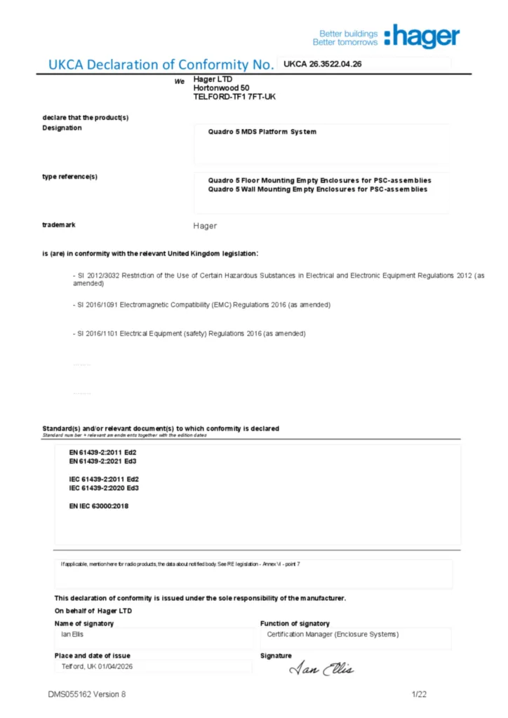 Εικόνα Declaration of conformity en-GB 2026-04-01 | Hager