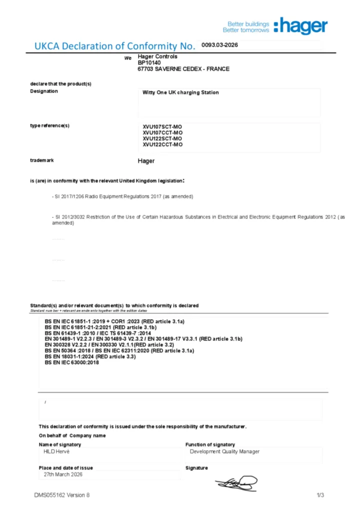 Image UKCA Declaration of conformity  | Hager