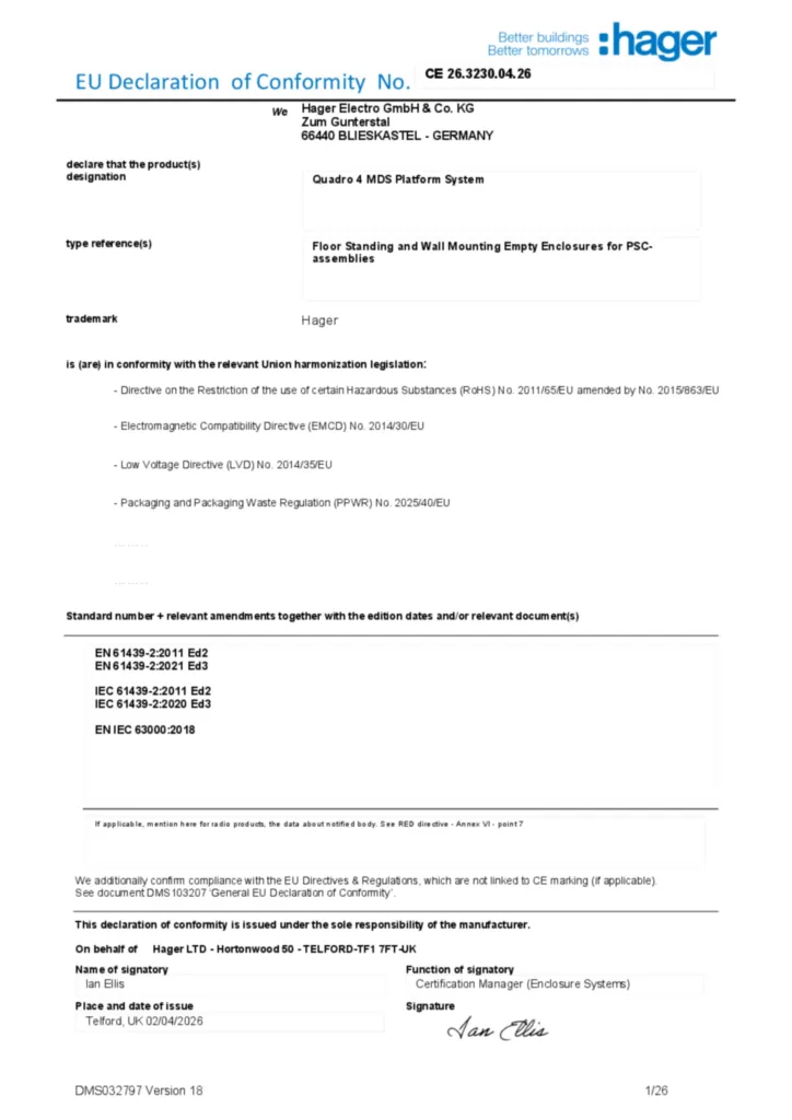 Εικόνα Declaration of conformity en-GB 2026-04-02 | Hager
