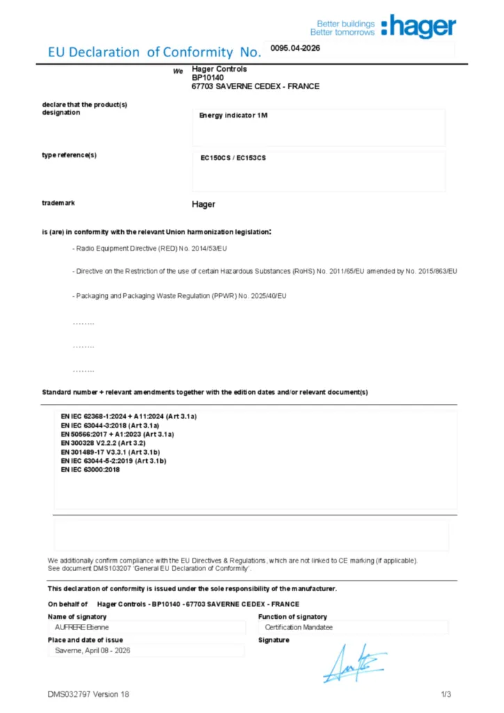 Image Déclaration de conformité en-GB 2026-04-08 | Hager France