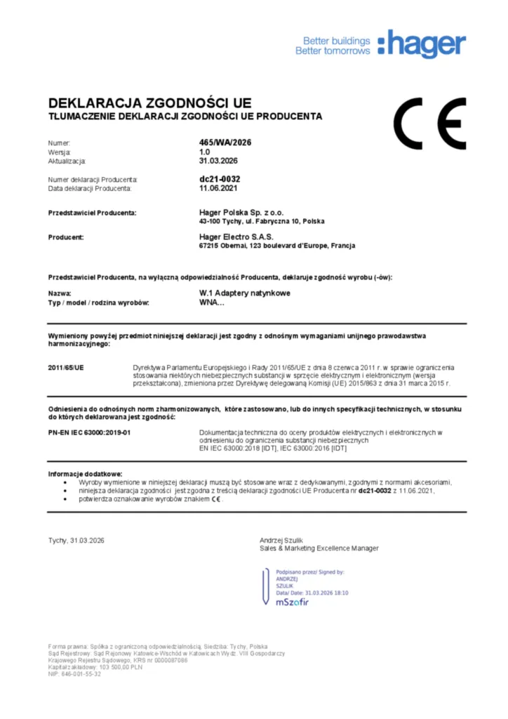 Image Deklaracja zgodności UE  | Hager Africa