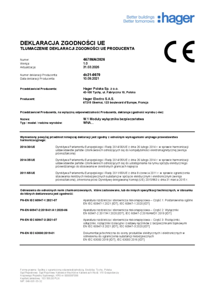 Image Deklaracja zgodności UE  | Hager Africa