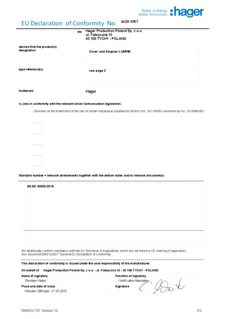 Obrázek Declaration of conformity en-GB 2026-04-27 | Hager