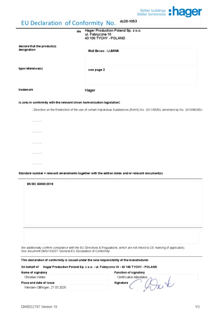 Obrázek Declaration of conformity en-GB 2026-04-27 | Hager