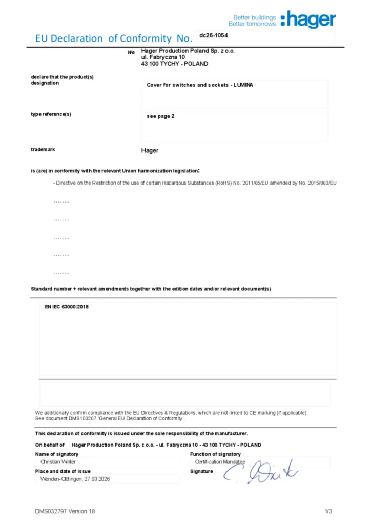 Imagen Declaración de conformidad en-GB 2026-04-27 | Hager España