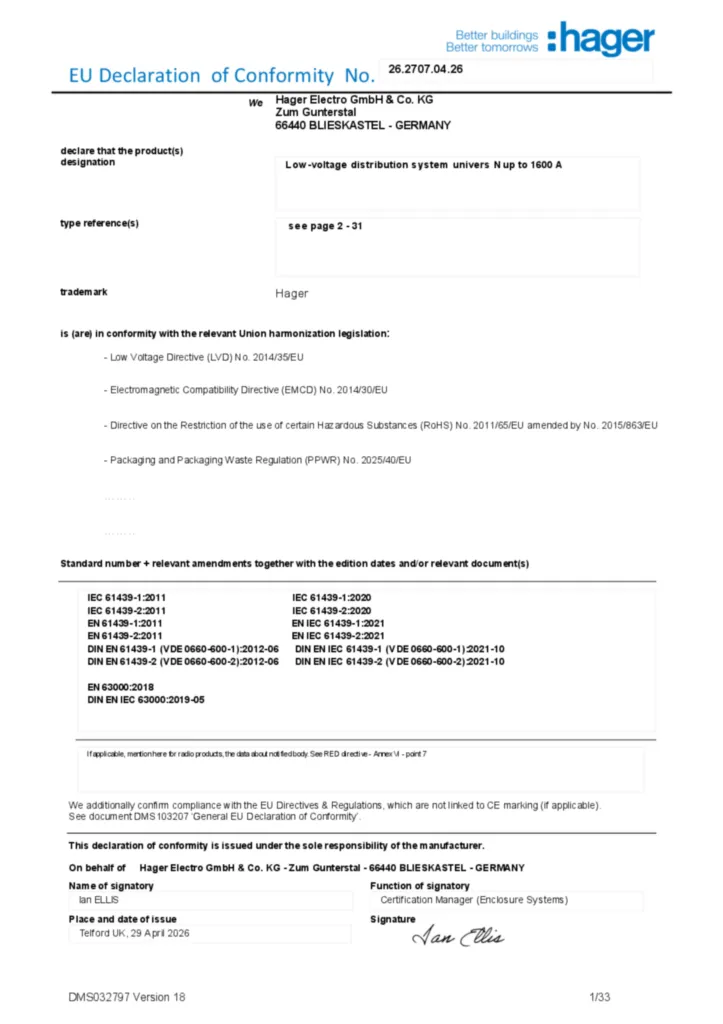 Bild Konformitätserklärung de-DE 2026-05-06 | Hager Deutschland