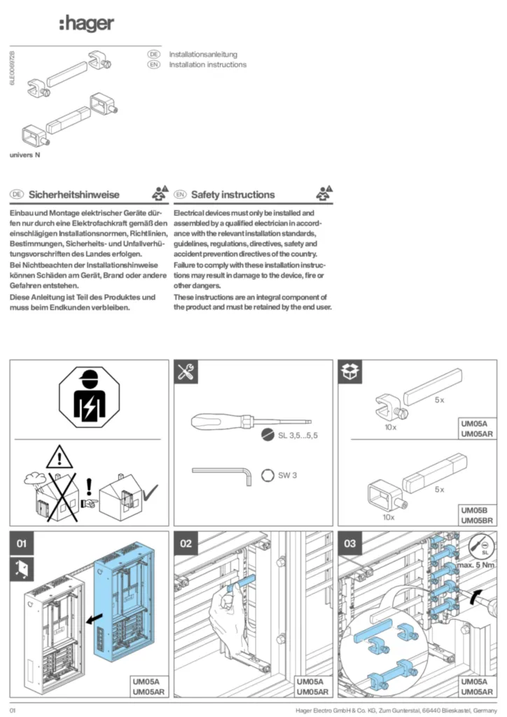 Image Guide d'installation en-GB, de-DE 2026-05-07 | Hager Suisse