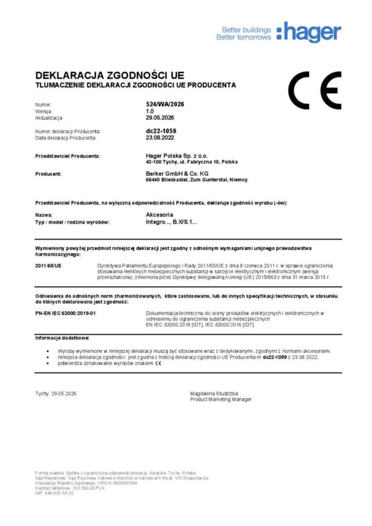 Obrázek Prohlášení o shodě pl-PL 2026-05-29 | Hager