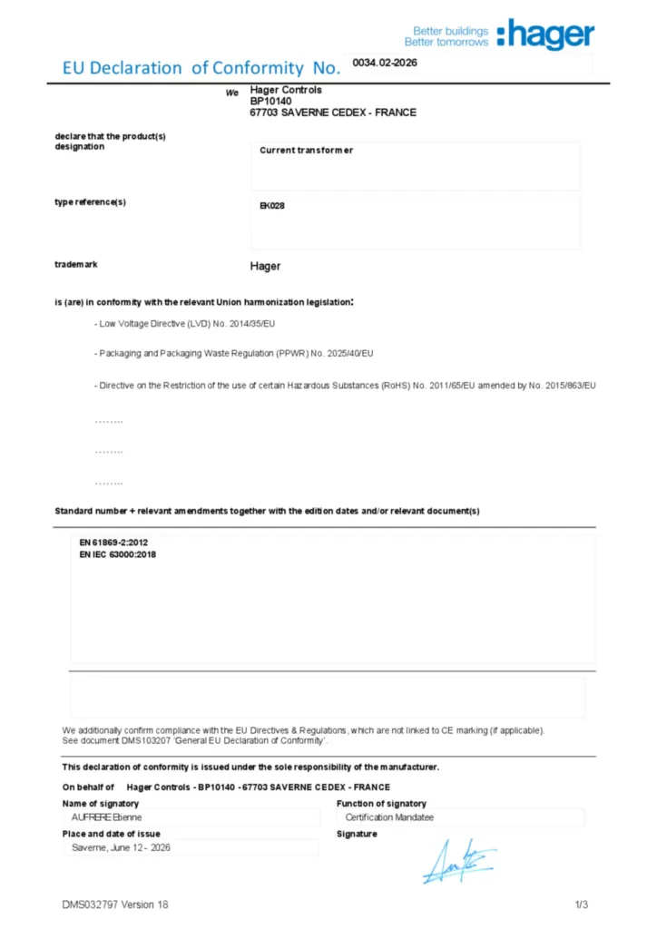 Image Déclaration de conformité en-GB 2026-06-15 | Hager France