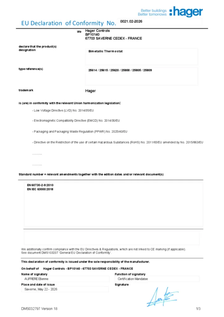 Image Déclaration de conformité en-GB 2026-06-17 | Hager France