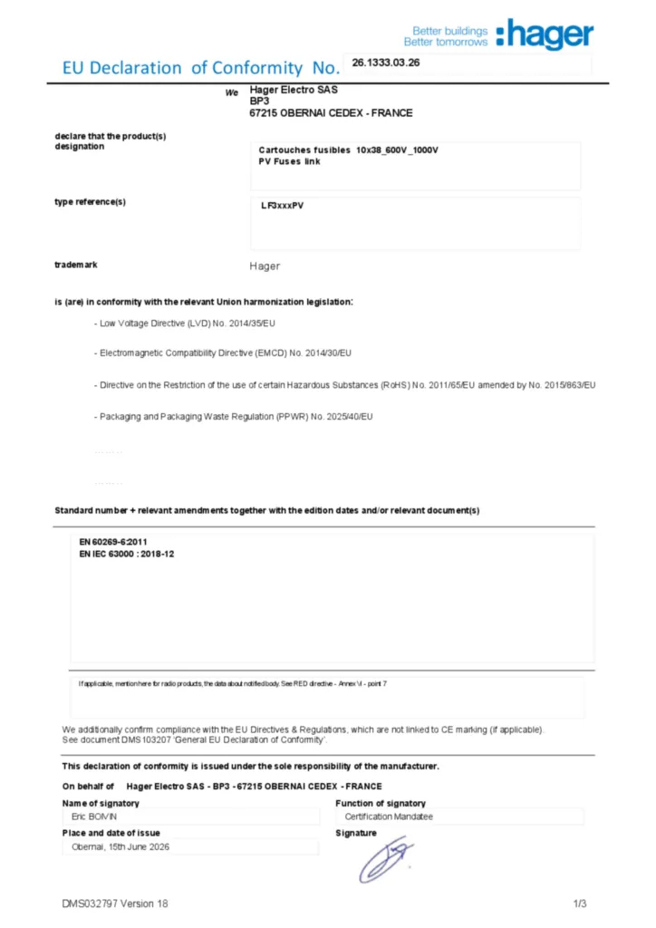 Afbeelding Conformiteitsverklaring en-US 2026-07-14 | Hager Nederland