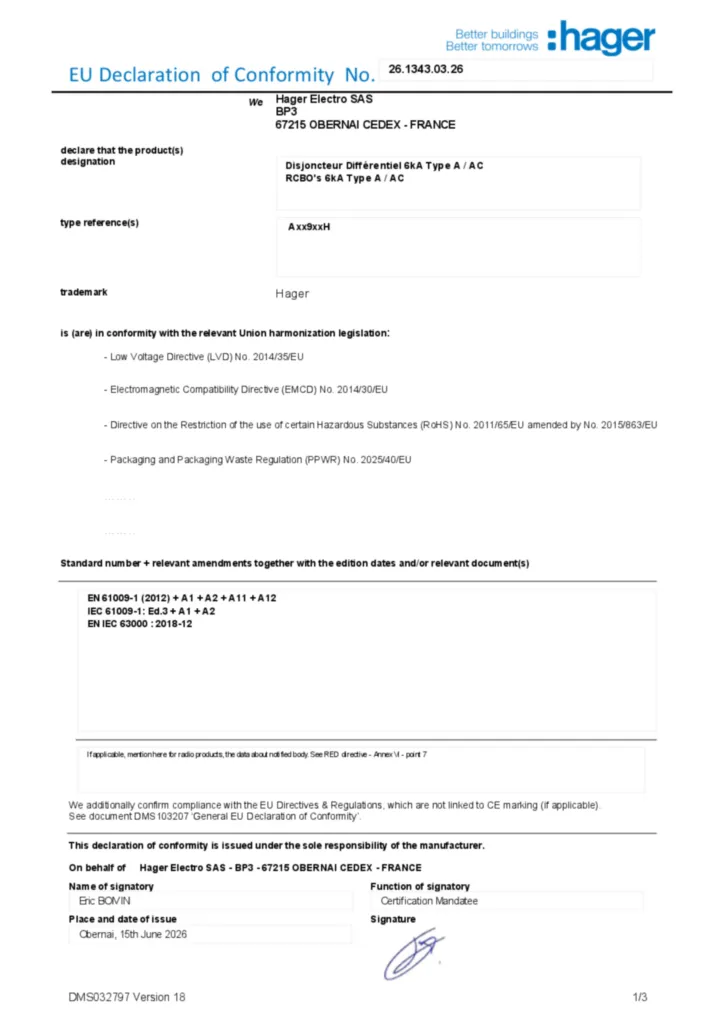Εικόνα Declaration of conformity en-US 2026-07-14 | Hager