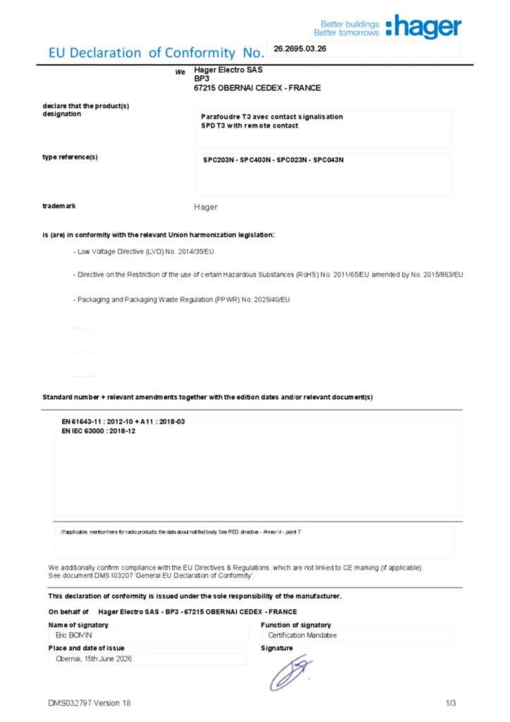 Bild EU-försäkran (DoC) en-US 2026-07-15 | Hager Sverige