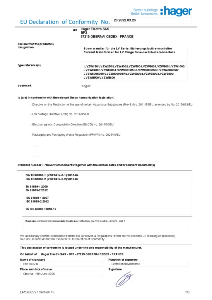 Obrázek Prohlášení o shodě en-US 2026-07-15 | Hager
