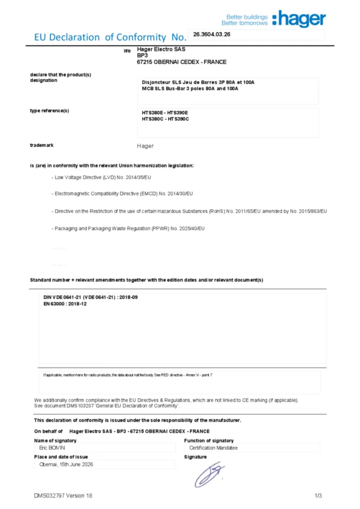 Obrázek Prohlášení o shodě en-US 2026-07-15 | Hager