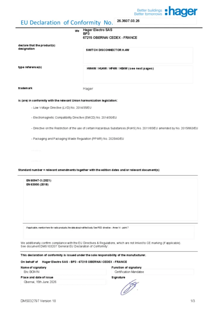 Imagen Declaración de conformidad en-US 2026-07-15 | Hager España