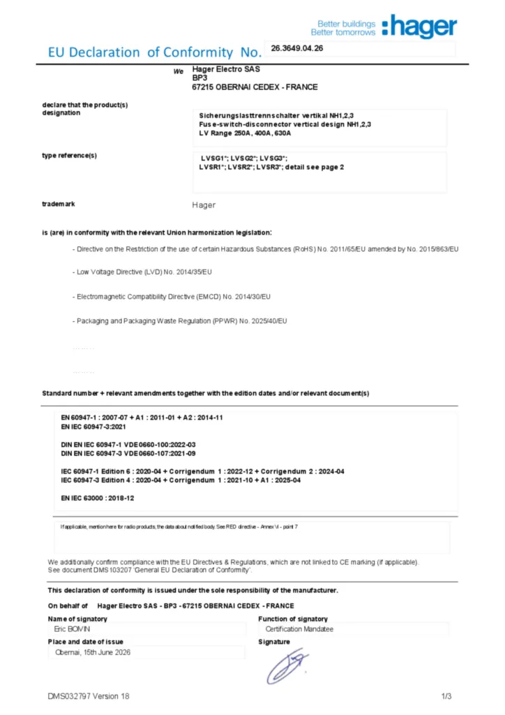 Obrázek Prohlášení o shodě en-US 2026-07-15 | Hager