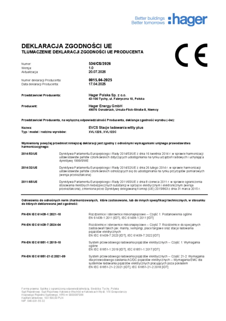Image Déclaration de conformité pl-PL 2026-07-21 | Hager Belgique