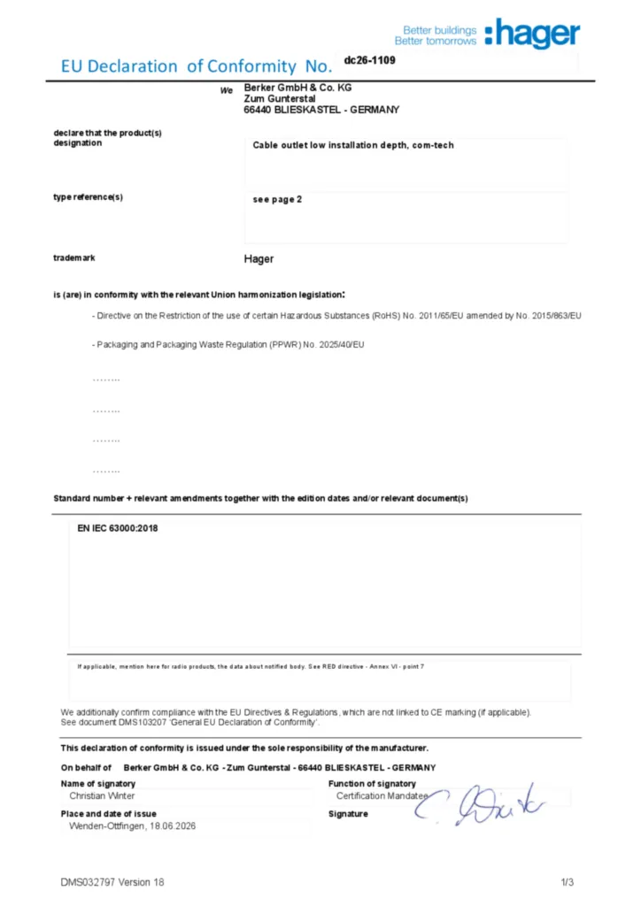 Imagen Declaración de conformidad en-GB 2026-07-21 | Hager España