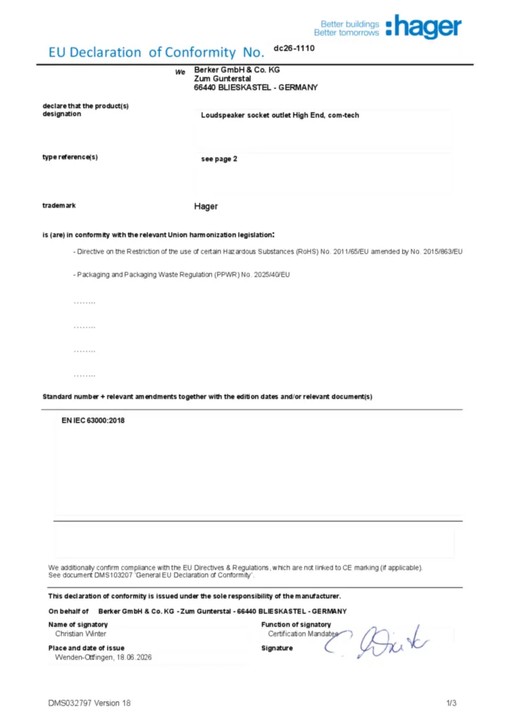 Imagen Declaración de conformidad en-GB 2026-07-21 | Hager España