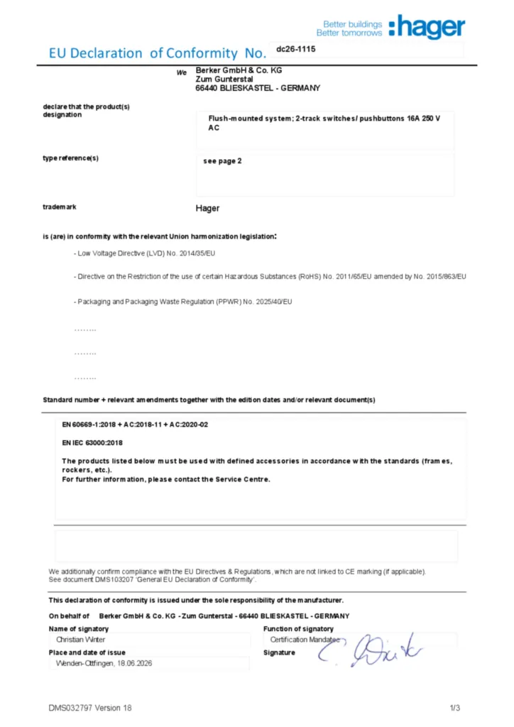 Bild Konformitätserklärung en-GB 2026-07-21 | Hager Deutschland