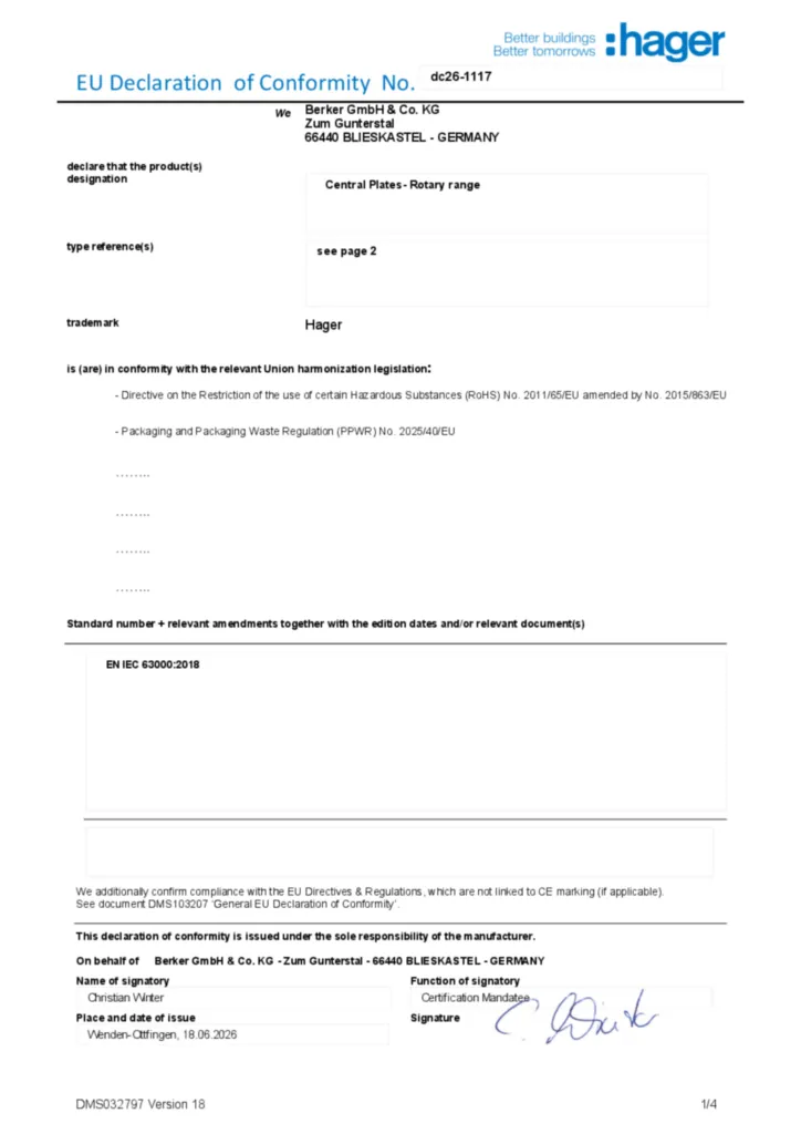 Imagen Declaración de conformidad en-GB 2026-07-21 | Hager España