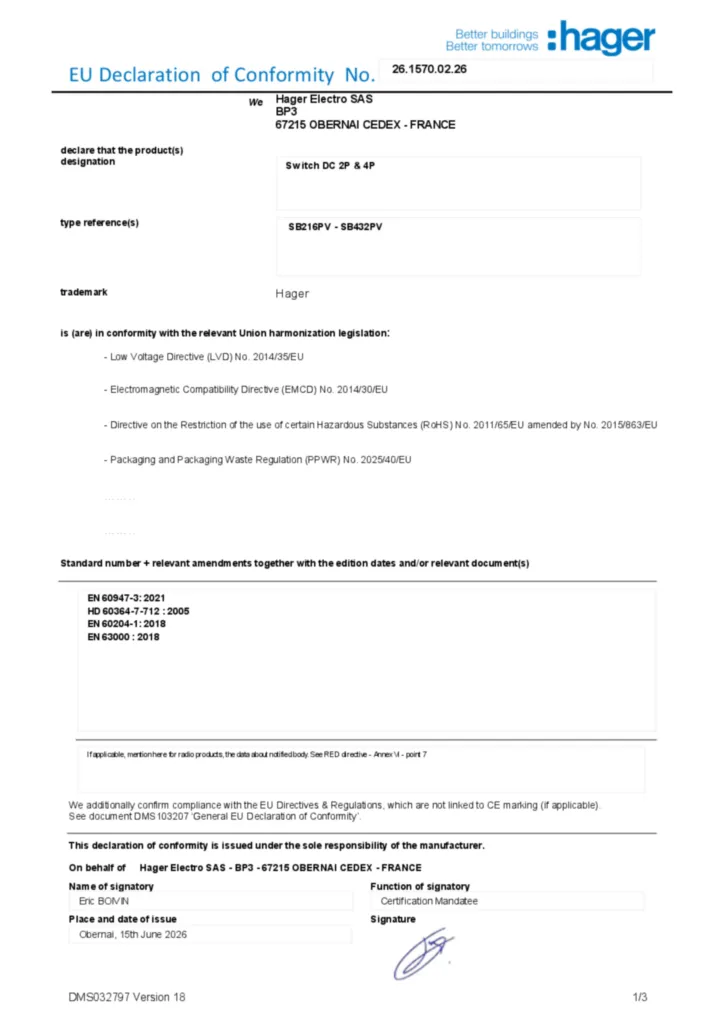 Image Déclaration de conformité en-GB 2026-07-22 | Hager France