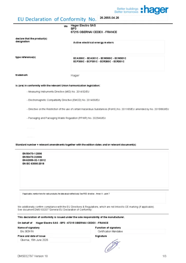 Obrázek Prohlášení o shodě en-GB 2026-07-22 | Hager