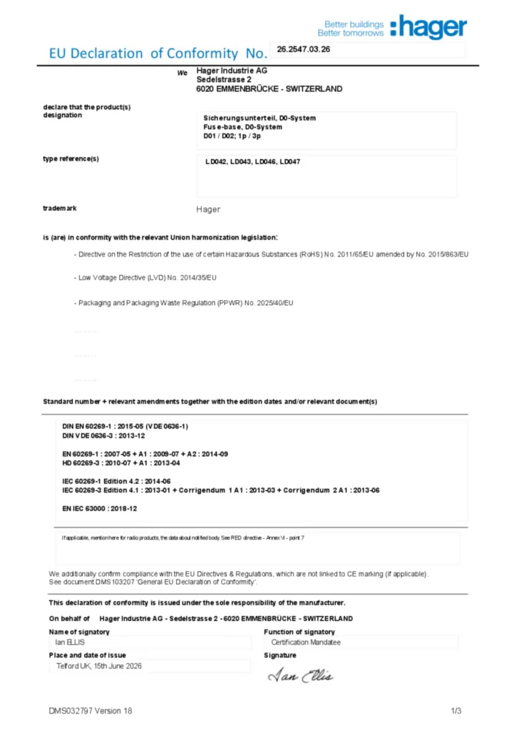 Bild Konformitätserklärung en-GB 2026-07-22 | Hager Schweiz