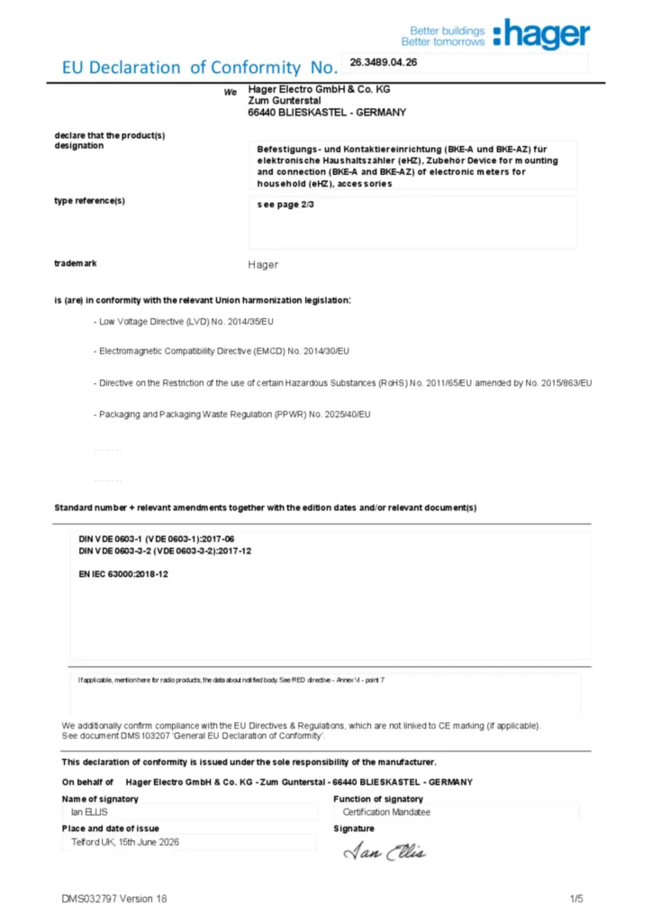 Bild Konformitätserklärung en-GB 2026-07-22 | Hager Deutschland
