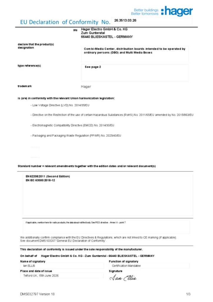 Bild EU-försäkran (DoC) en-GB 2026-07-22 | Hager Sverige
