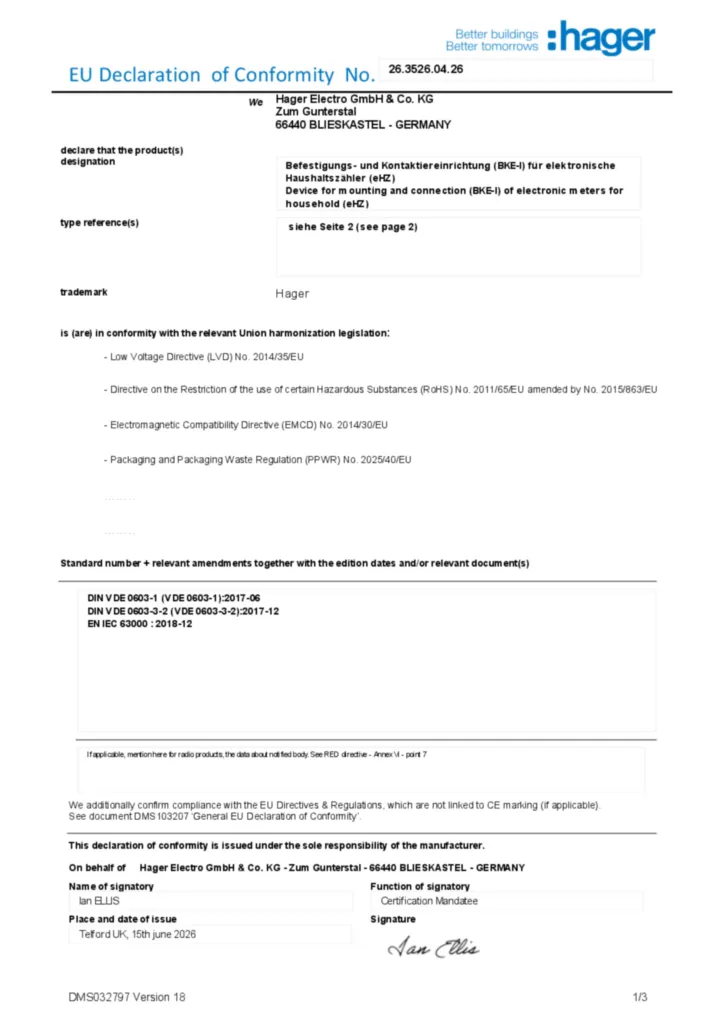 Bild Konformitätserklärung en-GB 2026-07-22 | Hager Deutschland