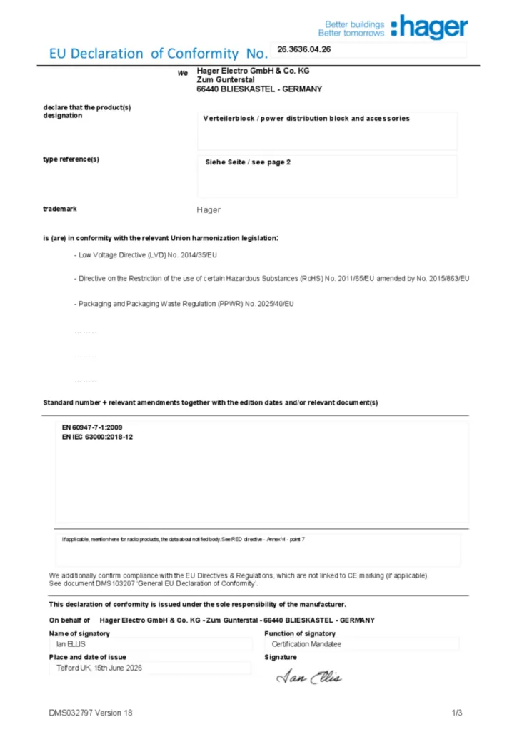 Image Déclaration de conformité en-GB 2026-07-22 | Hager Belgique