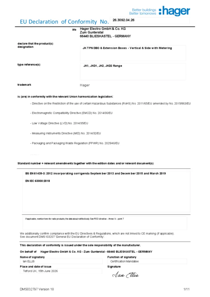 Image Declaration of conformity en-GB 2026-07-22  | Hager Australia