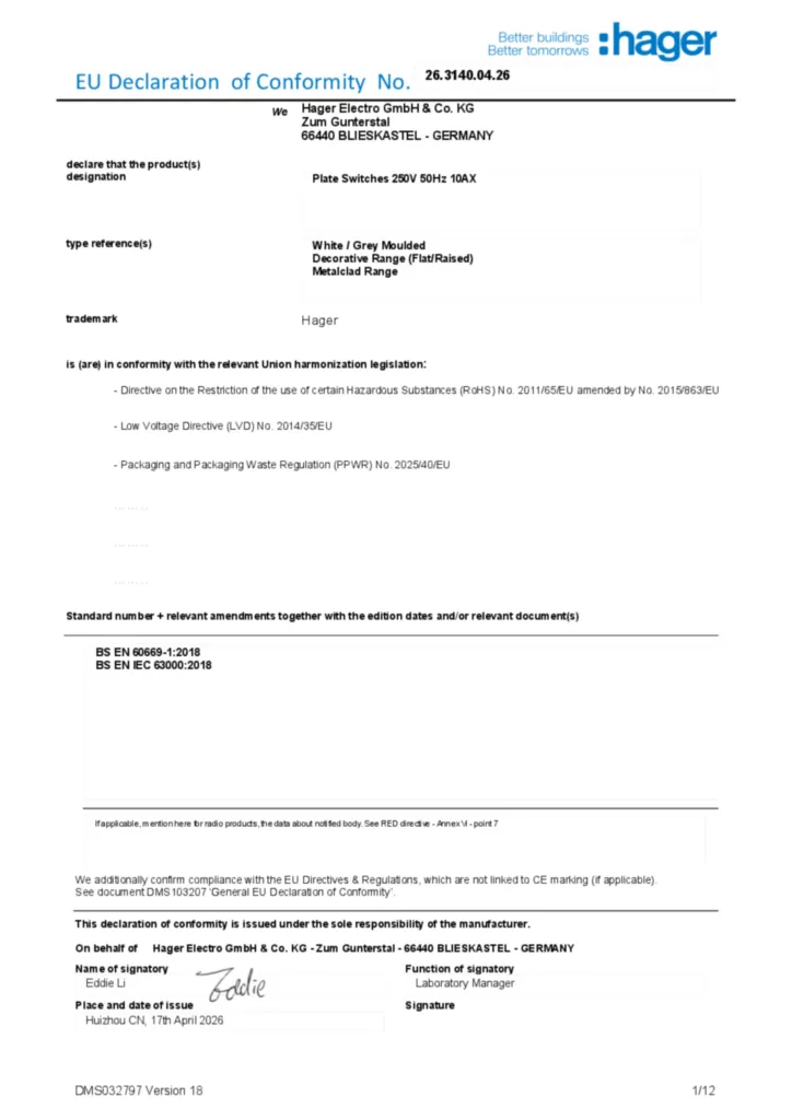 Image Declaration of conformity en-GB 2026-07-22  | Hager