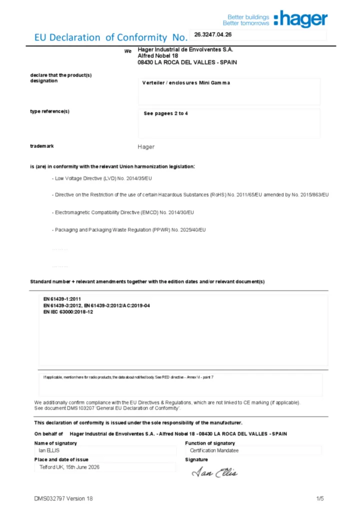 Bild Konformitätserklärung en-GB 2026-07-22 | Hager Deutschland