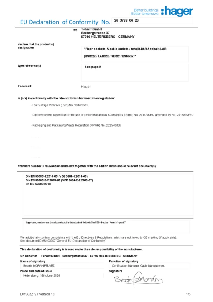 Bild Konformitätserklärung en-GB 2026-08-07 | Hager Deutschland