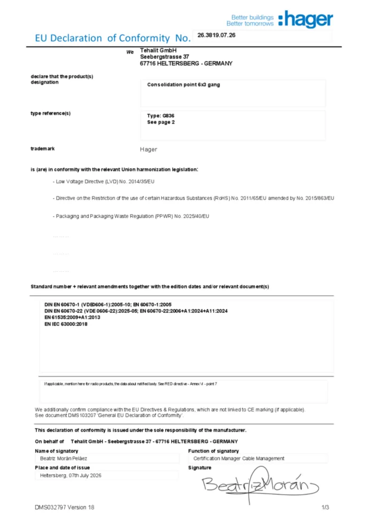 Obrázek Prohlášení o shodě en-GB 2026-08-07 | Hager