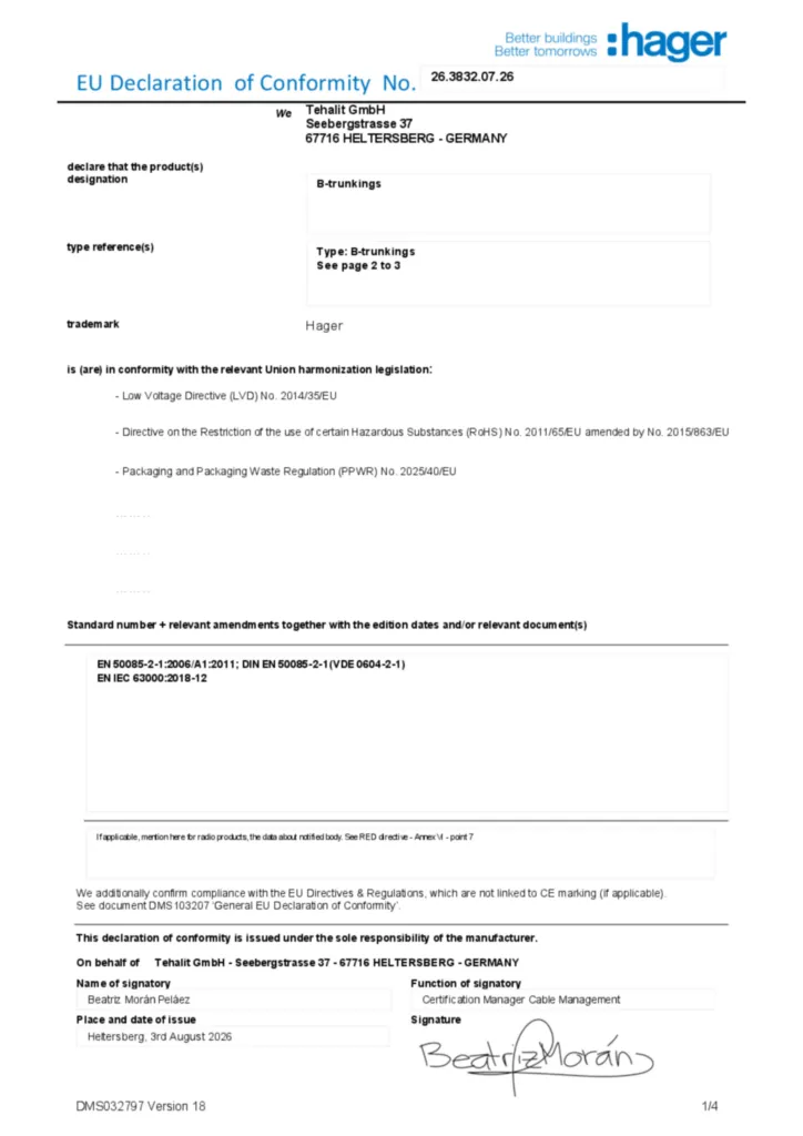 Afbeelding Conformiteitsverklaring en-GB 2026-08-07 | Hager Nederland