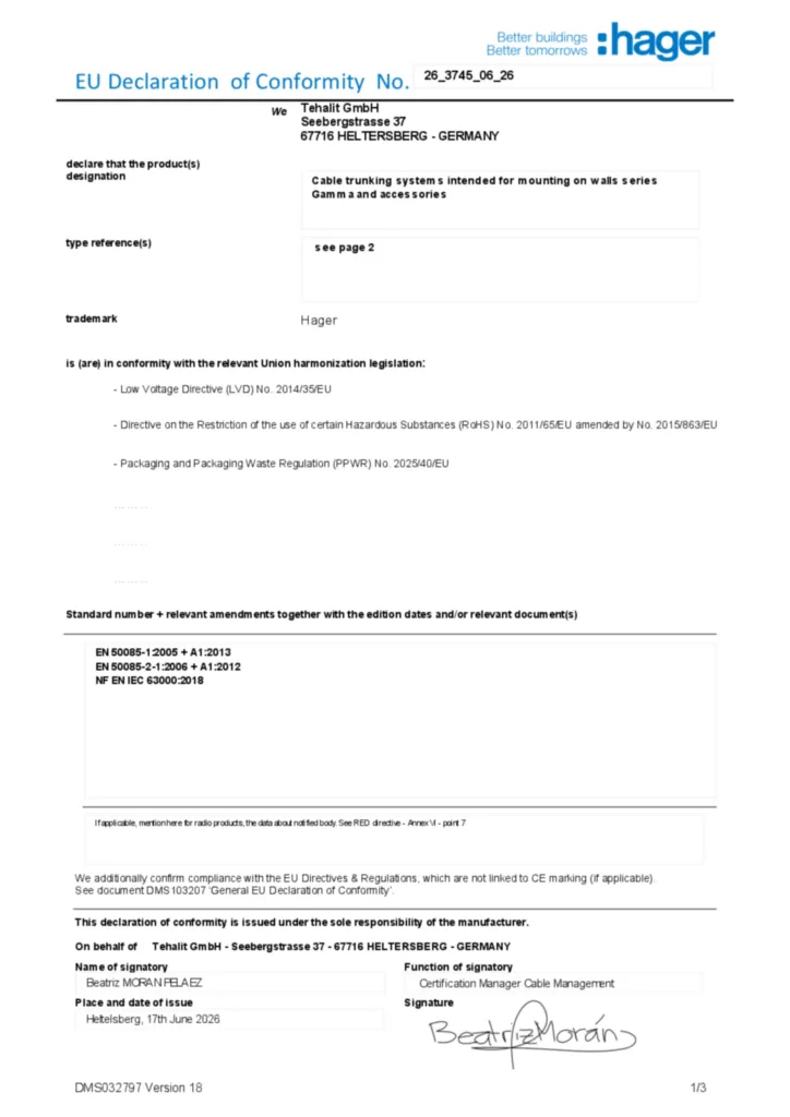 Bild Konformitätserklärung en-GB 2026-08-07 | Hager Schweiz